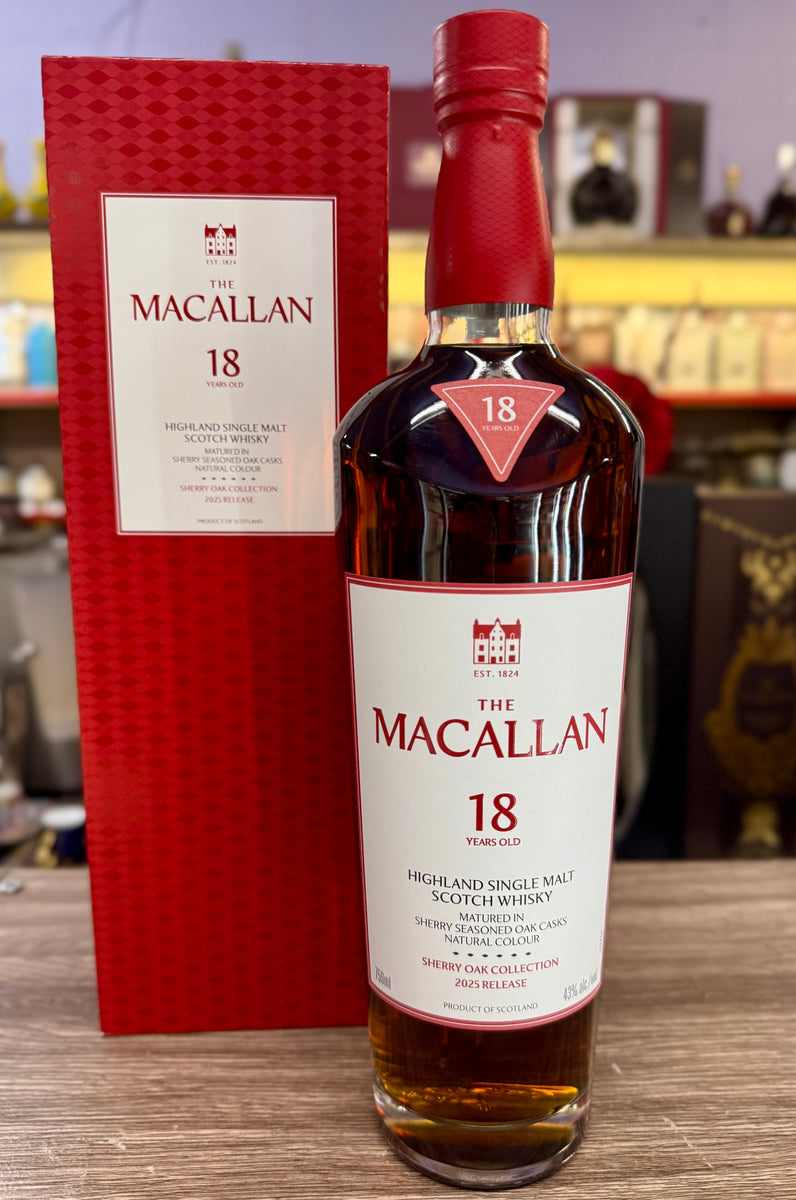 Macallan 18 Year Old Sherry Oak Single Malt Scotch, 2025 vintage